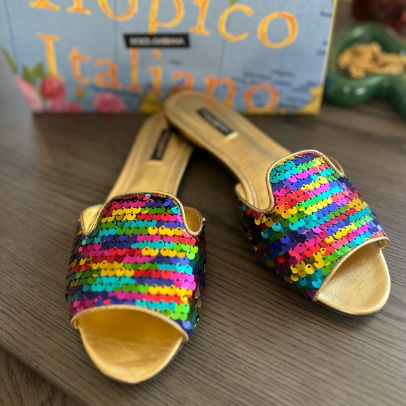 Dolce & Gabbana Shoes - Dolce & Gabbana Sequin Slide Sandal